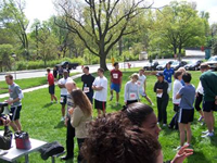 NIH Health Angels Halo Chase participants warming up