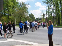 NIH Health Angels Halo Chase participants making their way down Wilson Dr.