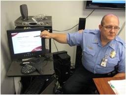 Community policing officer giving a presentation