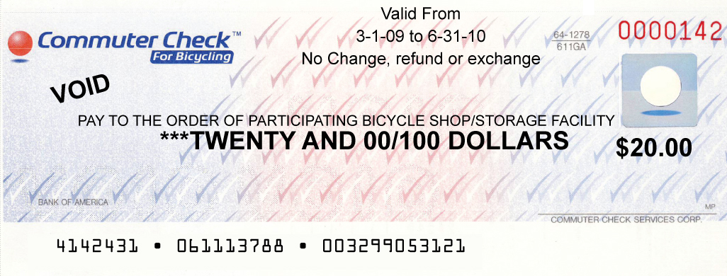 Commuter Check for Bicycling Voucher Example