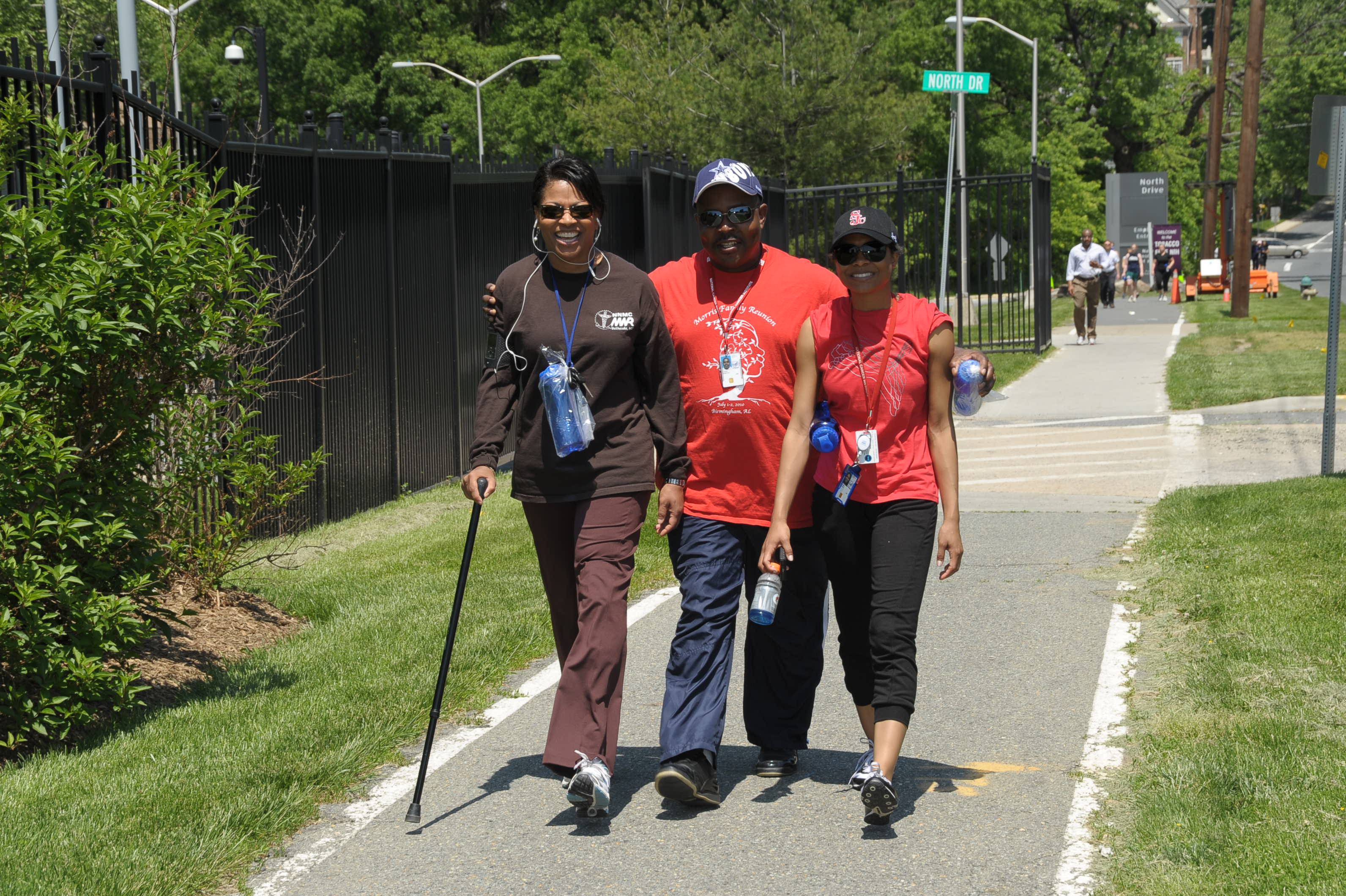Take a Hike Day walking group walking on the exterior walking path around NIH Take a Hike Day walking group