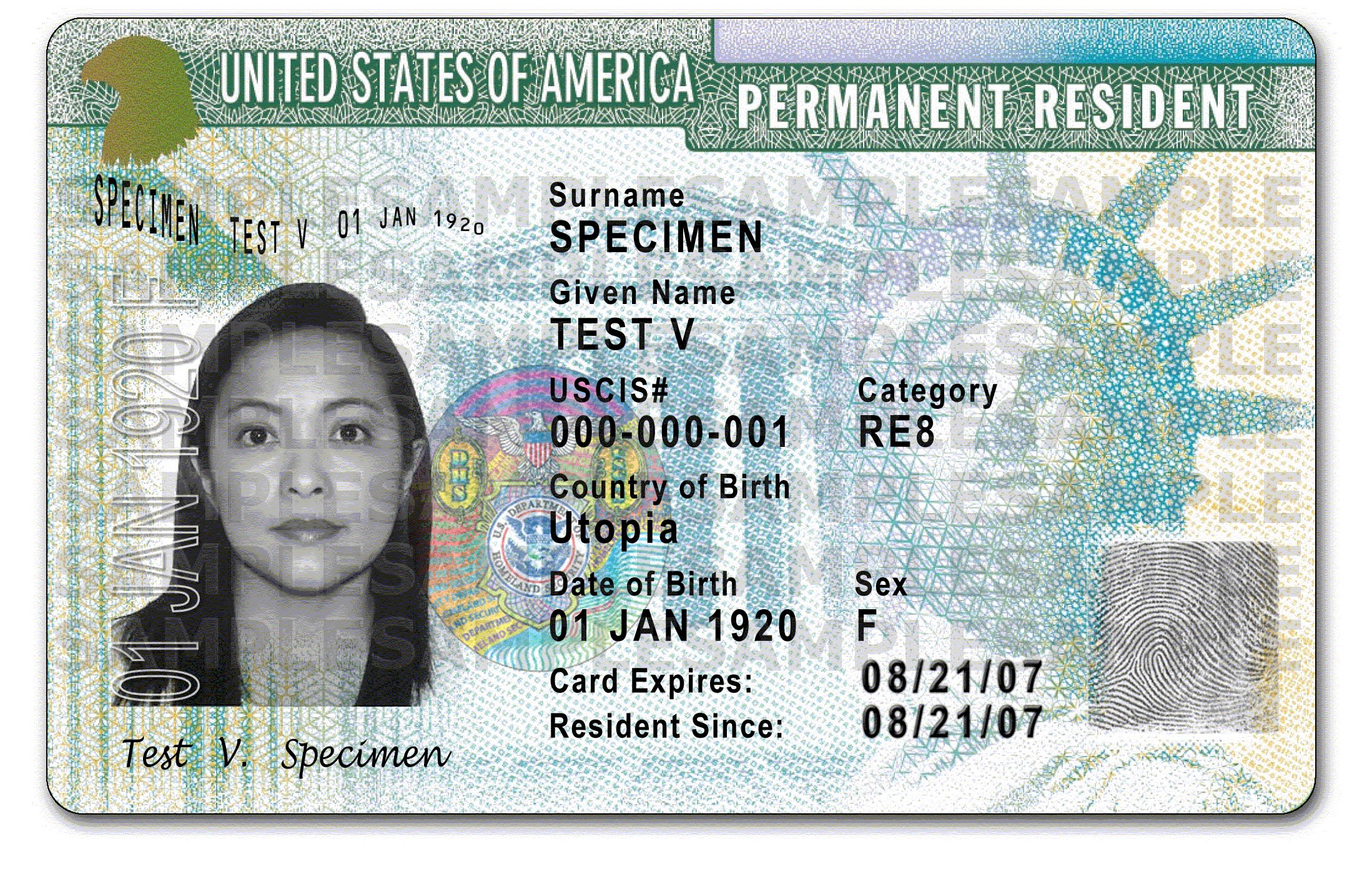 Sample Green Card