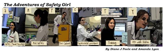 Girl showing how to work safely in a laboratory